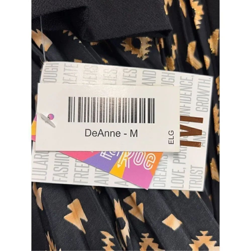 Lularoe Deanne Elegant Wrap Gold & Black Belted Maxi Cocktail Dress Size Medium - Picture 6 of 6